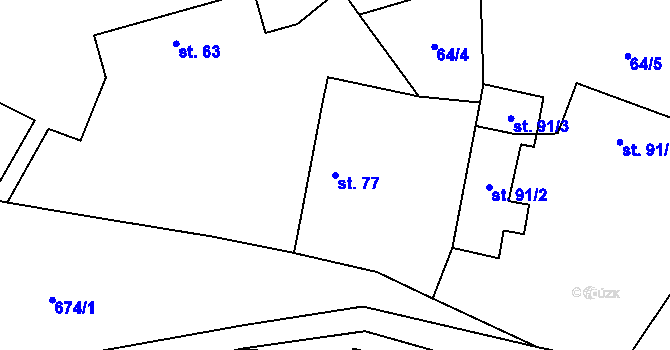 Parcela st. 77 v KÚ Češov, Katastrální mapa