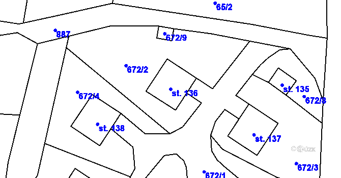 Parcela st. 136 v KÚ Češov, Katastrální mapa