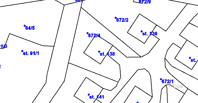 Parcela st. 138 v KÚ Češov, Katastrální mapa