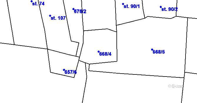 Parcela st. 668/4 v KÚ Češov, Katastrální mapa