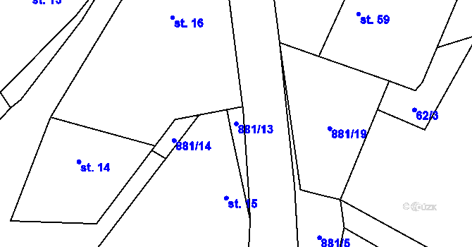 Parcela st. 881/13 v KÚ Češov, Katastrální mapa
