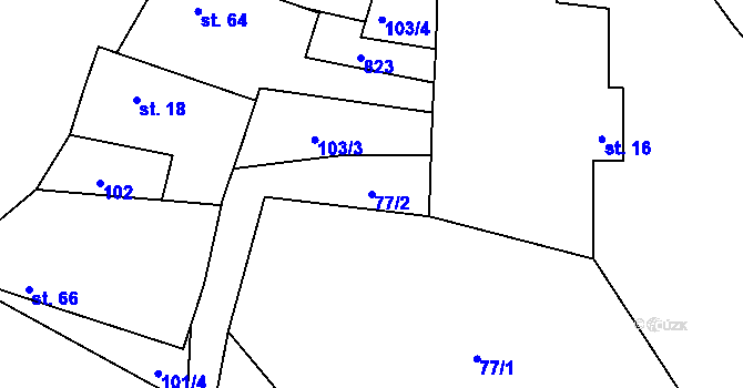 Parcela st. 77/2 v KÚ Liběšice, Katastrální mapa