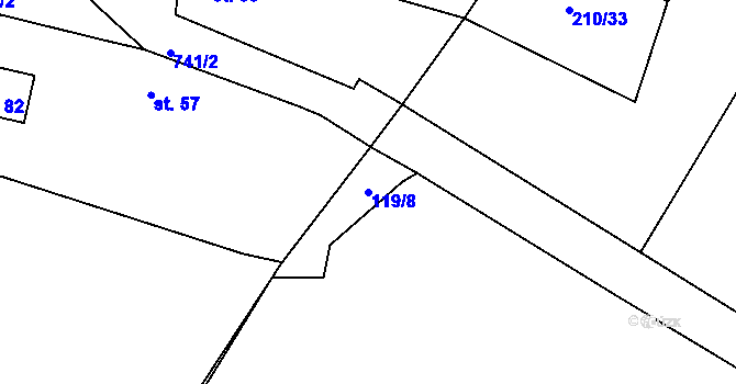 Parcela st. 119/8 v KÚ Liběšice, Katastrální mapa