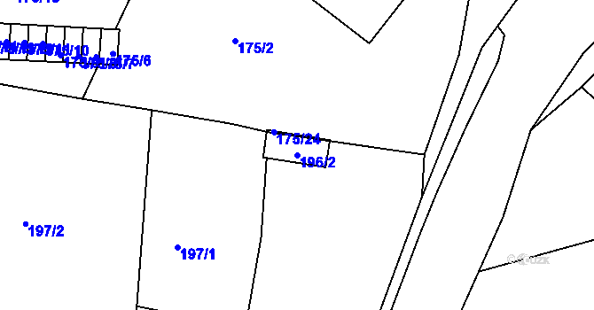 Parcela st. 196/2 v KÚ Číčenice, Katastrální mapa