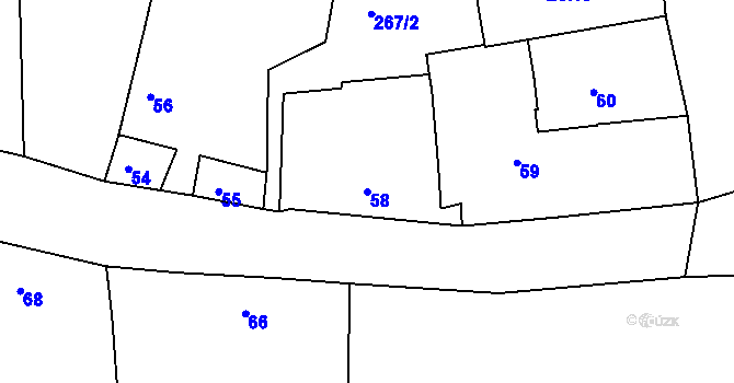 Parcela st. 58 v KÚ Číčenice, Katastrální mapa