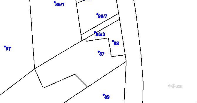 Parcela st. 87 v KÚ Číčenice, Katastrální mapa