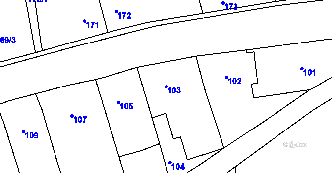 Parcela st. 103 v KÚ Číčenice, Katastrální mapa
