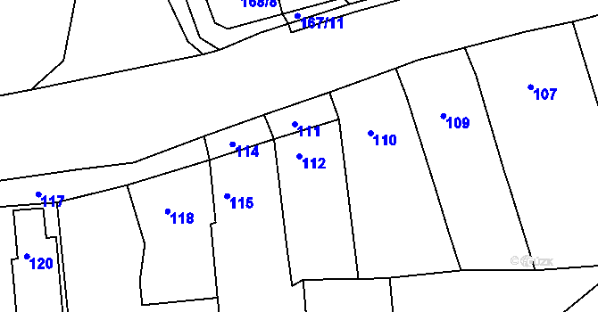 Parcela st. 112 v KÚ Číčenice, Katastrální mapa