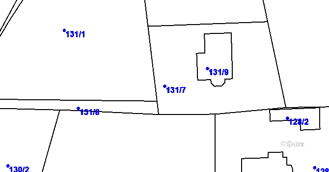 Parcela st. 131/7 v KÚ Číčenice, Katastrální mapa