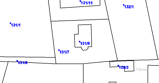 Parcela st. 131/9 v KÚ Číčenice, Katastrální mapa