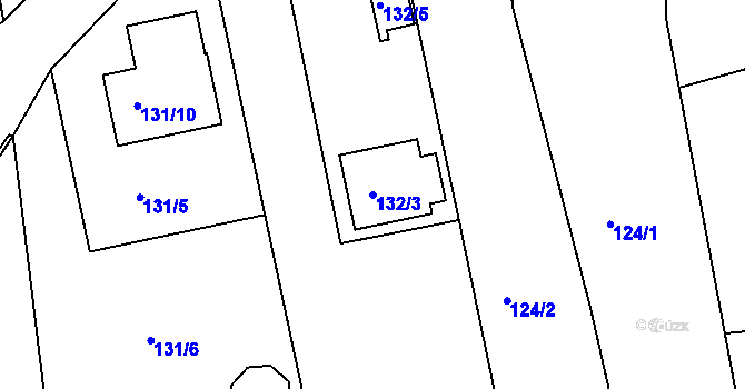 Parcela st. 132/3 v KÚ Číčenice, Katastrální mapa
