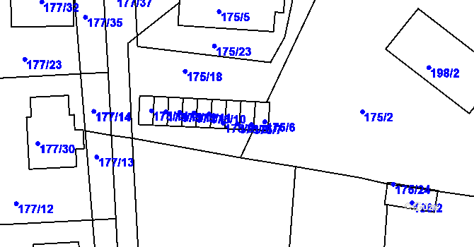 Parcela st. 175/8 v KÚ Číčenice, Katastrální mapa