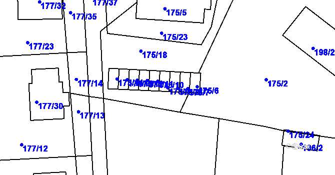 Parcela st. 175/9 v KÚ Číčenice, Katastrální mapa