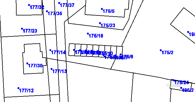 Parcela st. 175/10 v KÚ Číčenice, Katastrální mapa
