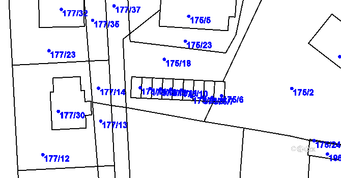 Parcela st. 175/11 v KÚ Číčenice, Katastrální mapa