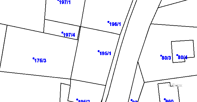 Parcela st. 195/1 v KÚ Číčenice, Katastrální mapa