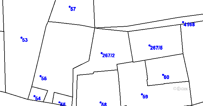 Parcela st. 267/2 v KÚ Číčenice, Katastrální mapa