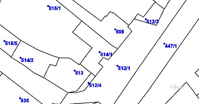 Parcela st. 514/1 v KÚ Číčenice, Katastrální mapa