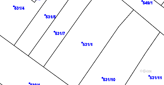 Parcela st. 531/1 v KÚ Číčenice, Katastrální mapa