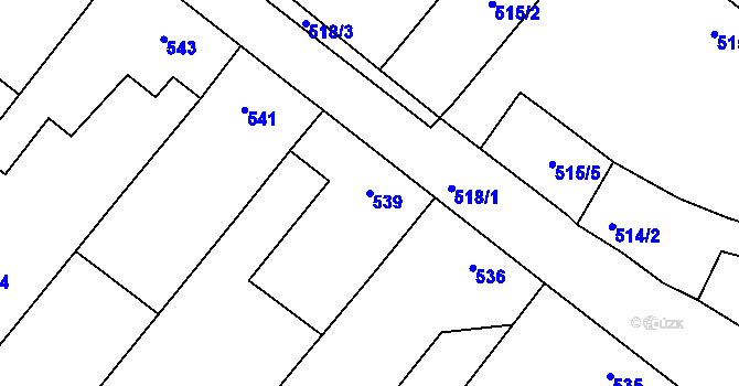 Parcela st. 539 v KÚ Číčenice, Katastrální mapa