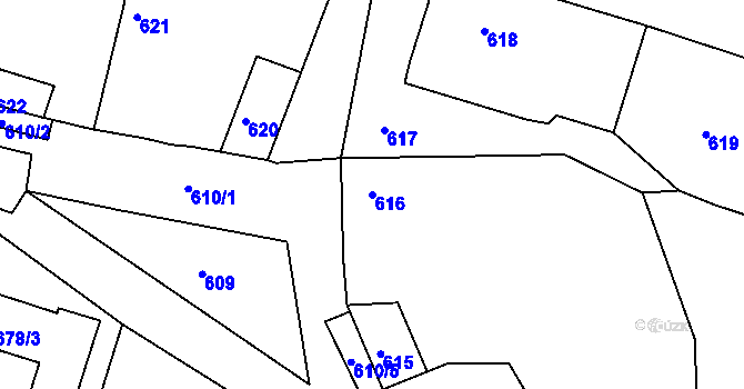 Parcela st. 616 v KÚ Číčenice, Katastrální mapa
