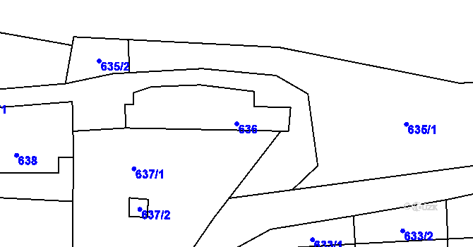 Parcela st. 636 v KÚ Číčenice, Katastrální mapa