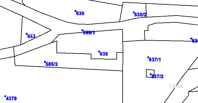 Parcela st. 638 v KÚ Číčenice, Katastrální mapa