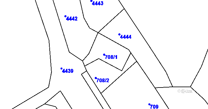 Parcela st. 708/1 v KÚ Číčenice, Katastrální mapa