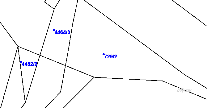 Parcela st. 729/2 v KÚ Číčenice, Katastrální mapa