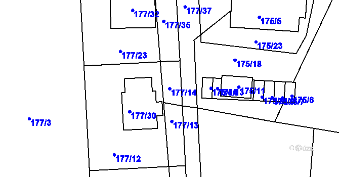 Parcela st. 177/14 v KÚ Číčenice, Katastrální mapa