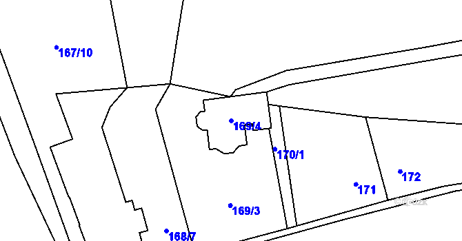 Parcela st. 169/4 v KÚ Číčenice, Katastrální mapa