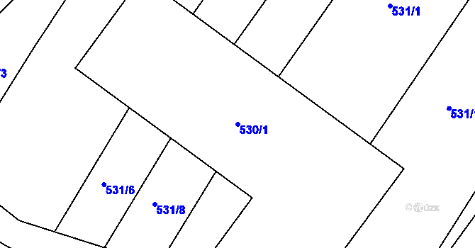 Parcela st. 530/1 v KÚ Číčenice, Katastrální mapa