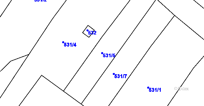 Parcela st. 531/5 v KÚ Číčenice, Katastrální mapa