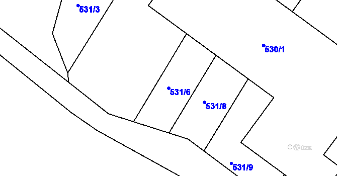 Parcela st. 531/6 v KÚ Číčenice, Katastrální mapa