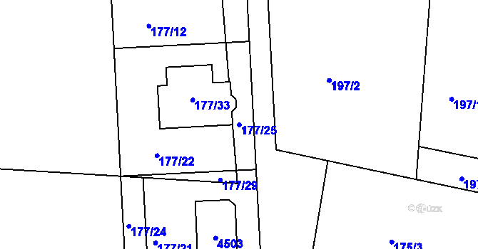 Parcela st. 177/25 v KÚ Číčenice, Katastrální mapa