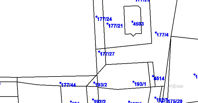 Parcela st. 177/27 v KÚ Číčenice, Katastrální mapa