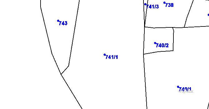 Parcela st. 741/1 v KÚ Číčenice, Katastrální mapa