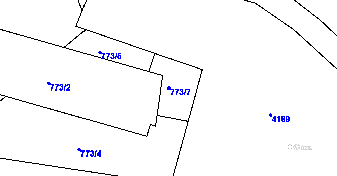 Parcela st. 773/7 v KÚ Číčenice, Katastrální mapa