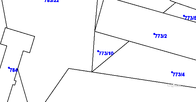 Parcela st. 773/10 v KÚ Číčenice, Katastrální mapa
