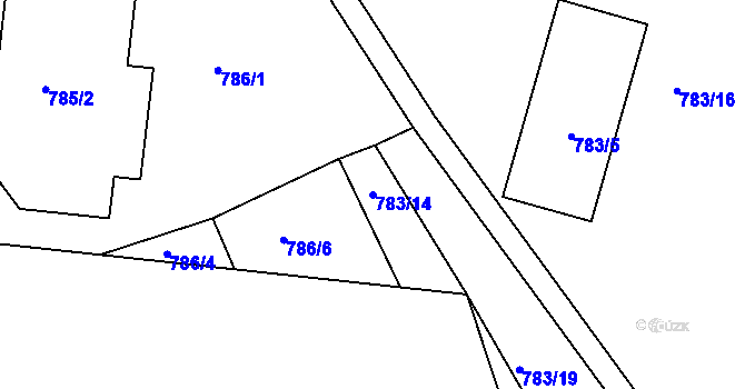 Parcela st. 783/14 v KÚ Číčenice, Katastrální mapa