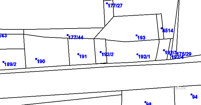 Parcela st. 192/2 v KÚ Číčenice, Katastrální mapa