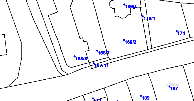 Parcela st. 168/7 v KÚ Číčenice, Katastrální mapa