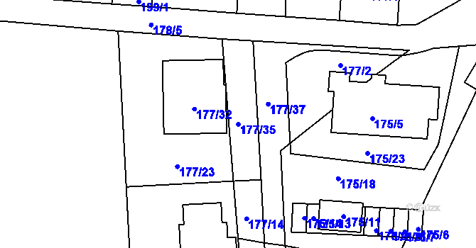 Parcela st. 177/35 v KÚ Číčenice, Katastrální mapa