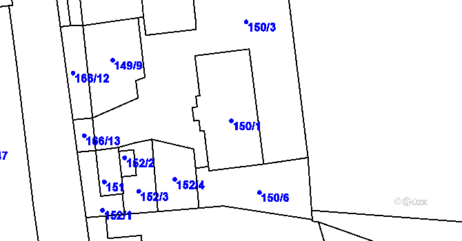 Parcela st. 150/1 v KÚ Číčenice, Katastrální mapa