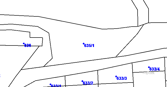 Parcela st. 635/1 v KÚ Číčenice, Katastrální mapa