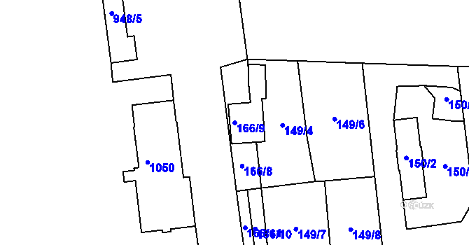 Parcela st. 166/9 v KÚ Číčenice, Katastrální mapa