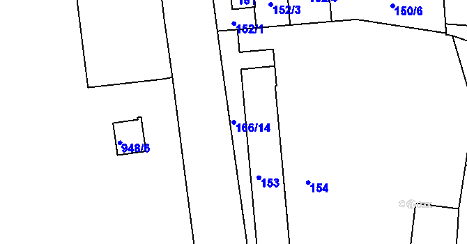 Parcela st. 166/14 v KÚ Číčenice, Katastrální mapa