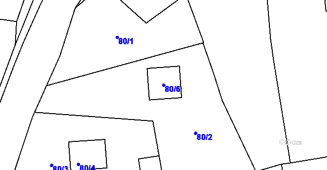 Parcela st. 80/6 v KÚ Číčenice, Katastrální mapa