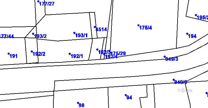 Parcela st. 192/4 v KÚ Číčenice, Katastrální mapa
