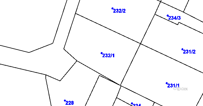 Parcela st. 232/1 v KÚ Číčenice, Katastrální mapa
